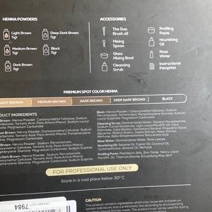 Henna dying kit  come with almost everything but the spoon is missing lightly